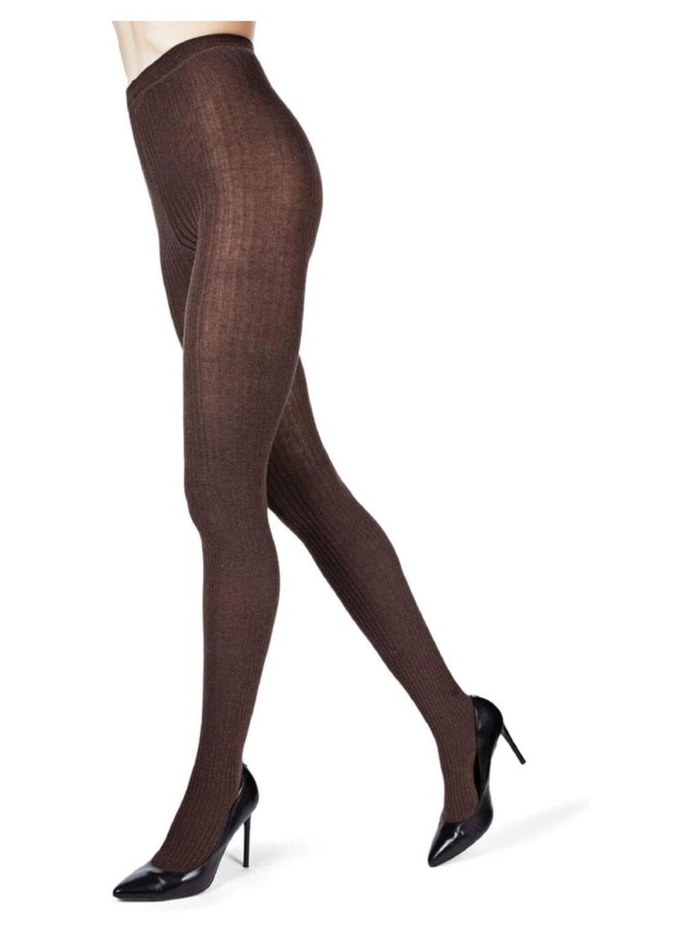 Women's Ribbed Cotton Sweater Tights Warm Opaque Winter